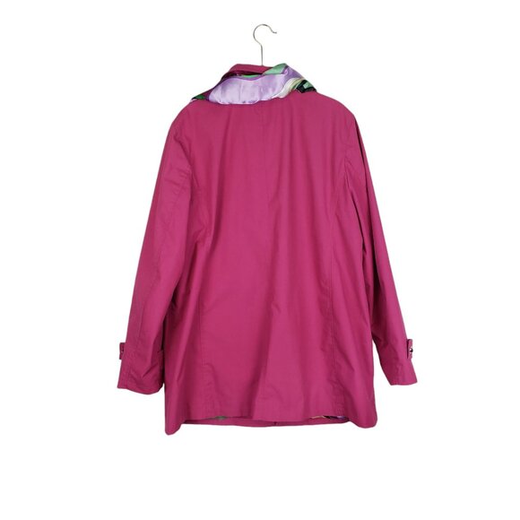 Dennis Basso Rain Coat Raspberry Pink Trench Accent Scarf Womens Size Large - Picture 2 of 10